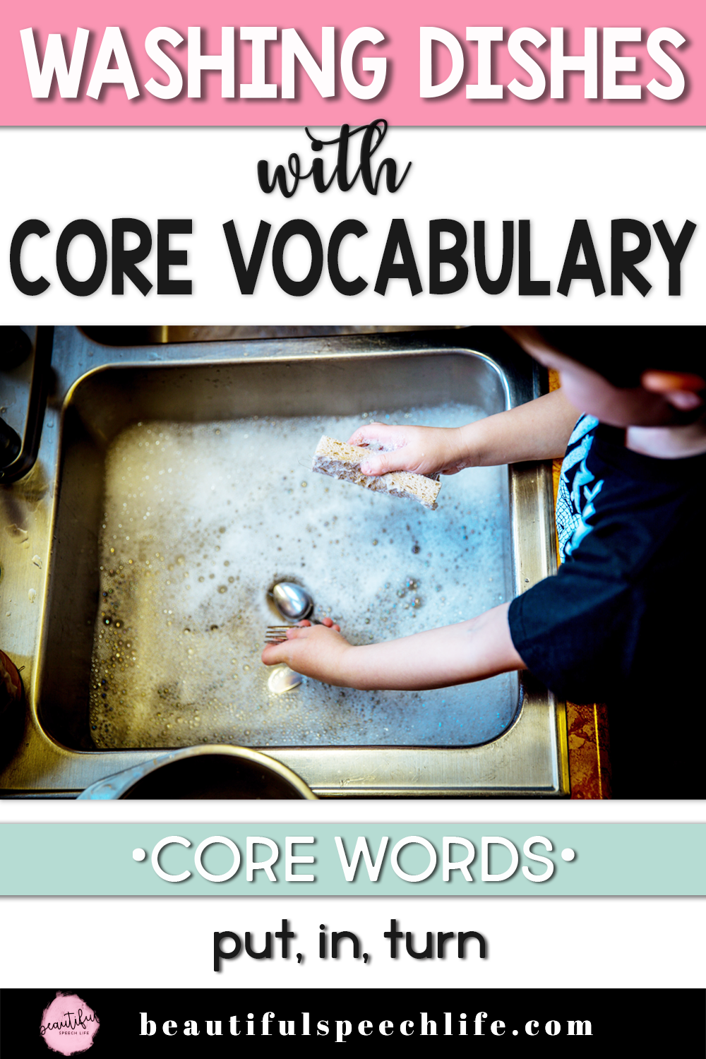 Washing dishes with a core vocabulary board
